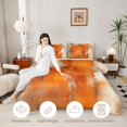 thumbnail image 3 of Homewish Orange Tie Dye Queen Comforter Set,Retro Geometric Art Comforter Sets Queen,Reversible,3-Piece,1 Comforter and 2 Pillowcases, 3 of 7