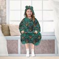 thumbnail image 7 of FORMRS Wearable Blanket Hoodie with Sleeves for Kids Cozy Flannel Sweatshirt, Green Art Abstract Pattern, 7 of 7