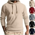 thumbnail image 2 of ZCFZJW Mens Fashion Hooded Sweatshirt Lightweight Casual Long Sleeve Drawstring Waffle Knit Pullover Tops Trendy Cotton Hoodies Outwear Coat Wine XXL, 2 of 6