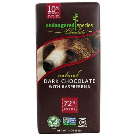 Endangered Species Chocolate Bar, Dark Chocolate Raspberries, 3