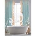 thumbnail image 4 of Coastal Mermaid Anchor Sheer Curtains 96 Inch Length 2 Panels Set, Summer Coral Ocean Vintage Wood Voile Window Treatment Semi Sheer Long Curtains Drapes for Bedroom/Living Room/Kitchen 52"x96"x2, 4 of 7