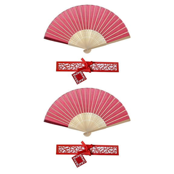 Hemoton  2 Pcs Pink Folding Fans Accessories Holographic Japanese Decor Red