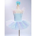 thumbnail image 4 of TTAO Kids Girls Ballerina Swan Lake Dance Leotard Tutu Dress Professional Ballet Outfits with Hair Clip Cuffs Set Light Blue 2-3, 4 of 7