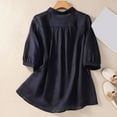 thumbnail image 5 of Button Down Shirts for Women Vintage Floral Embroidery Long Sleeve Button Up Breathable Cotton Linen Shirt Blouse Tops Black M, 5 of 8