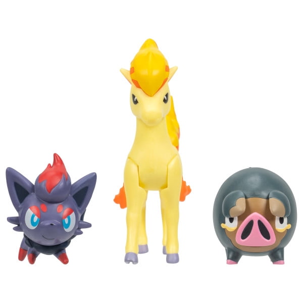 Pokemon Battle Figure 3 Pack - Features 2-Inch Lechonk and Zorua and 3-Inch Ponyta Battle Figures