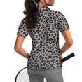 thumbnail image 2 of Whosucclay Leopard Print Pattern Quick Dry Tennis Short Sleeved Shirt, Polyester Tennis Shirts V Neck Moisture Wicking Women Short Sleeve Golf Shirts for Bowling Size Small, 2 of 10
