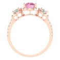 thumbnail image 4 of 1.46 ct Round Cut Simulated Pink Diamond 3 Stone 18K Rose Gold Womens Engagement Ring, 4 of 5