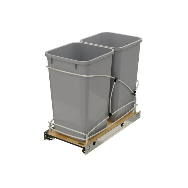 Rev-A-Shelf Double 27 Qt Pull Out Trash Containers, Gray, 54WC-1527SC-17-1