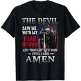 thumbnail image 1 of Camiseta de Mujer: El Diablo Me Vio, Pensó que Ganó, Hasta que Dije Amén, 1 of 7