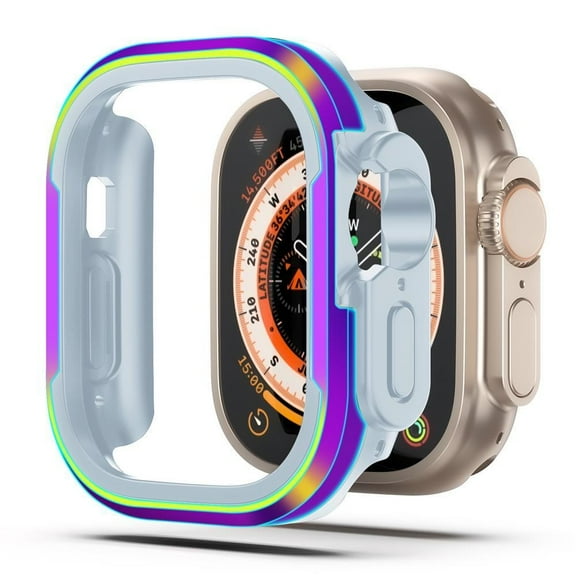 LEIXIUER Metal Case Compatible with Apple Watch Ultra 49mm 45mm 41mm 44mm 40mm 38mm for iwatch Series Ultra 9 8 7 SE 6 5 4 3 2 1 Accessories Shockproof Protector TPU Bumper Tempered Cover