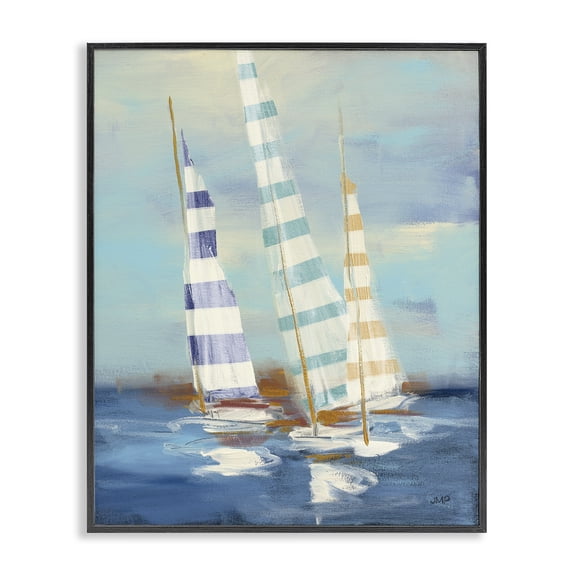 Stupell Industries Transitional Summer Regatta Boats Black Framed Giclee Art, 11 x 14, by Julia Purinton