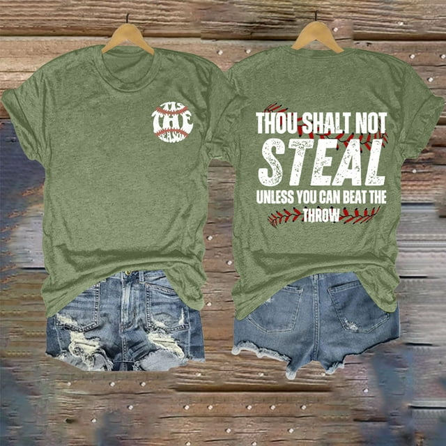 YLHFASHION T-shirt de Baseball pour Femmes, T-shirt Cœur de Baseball, T-shirt Maman de Baseball, T-shirt Décontracté à Col Rond, Manches Courtes, Hauts, Soldes d'Été, Liquidation, T-shirt à Manches Courtes pour Femmes