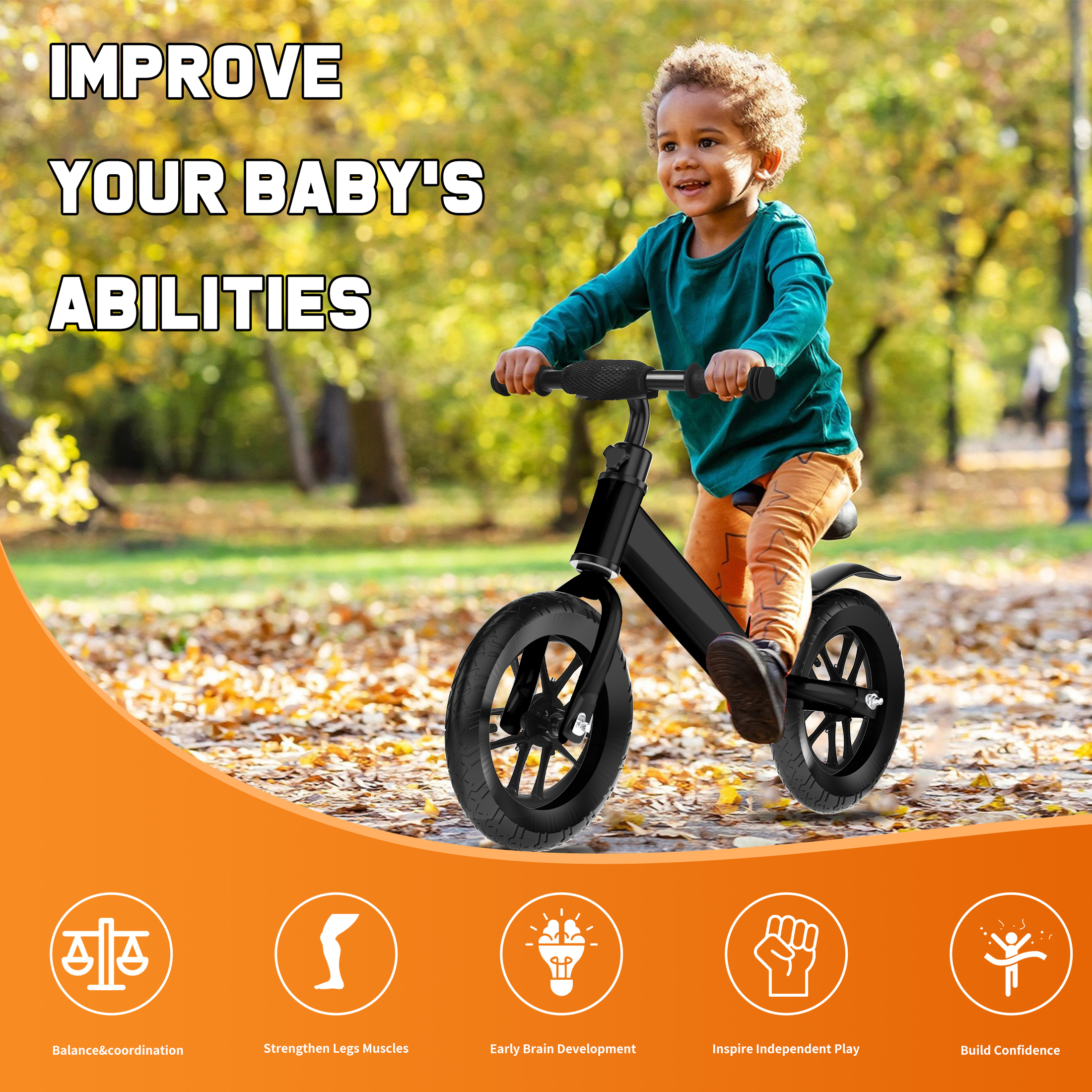 FAGINEY 12" Kids Balance Bike with Light-Up Wheels photo 8