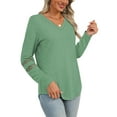 thumbnail image 5 of TEMOFON Blouses for Women Dressy Casual Long Sleeve Shirts V Neck Fall Trendy Tops Womens Clothes Lace Sleeve Tunic Tops Sweatshirts Pullover T Shirts, 5 of 8