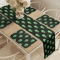 thumbnail image 2 of Ambesonne Alien Table Runner & Placemats, Martian Design, Placemat 4 pcs + Runner 12"x72", Fern Green Black, 2 of 2