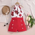 thumbnail image 2 of Bearichfupo Toddler Girls Summer Sleeveless Floral Prints Tops And Shorts 2PCS Outfits Clothes Set For Children Clothes,Girls' Short Sets Sizes 3-4 Years, 2 of 6