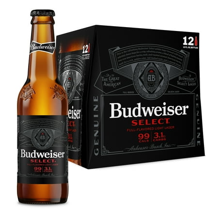 Budweiser Select American Lager Beer 12 pack 12 fl oz Glass Bottles 4.3% ABV