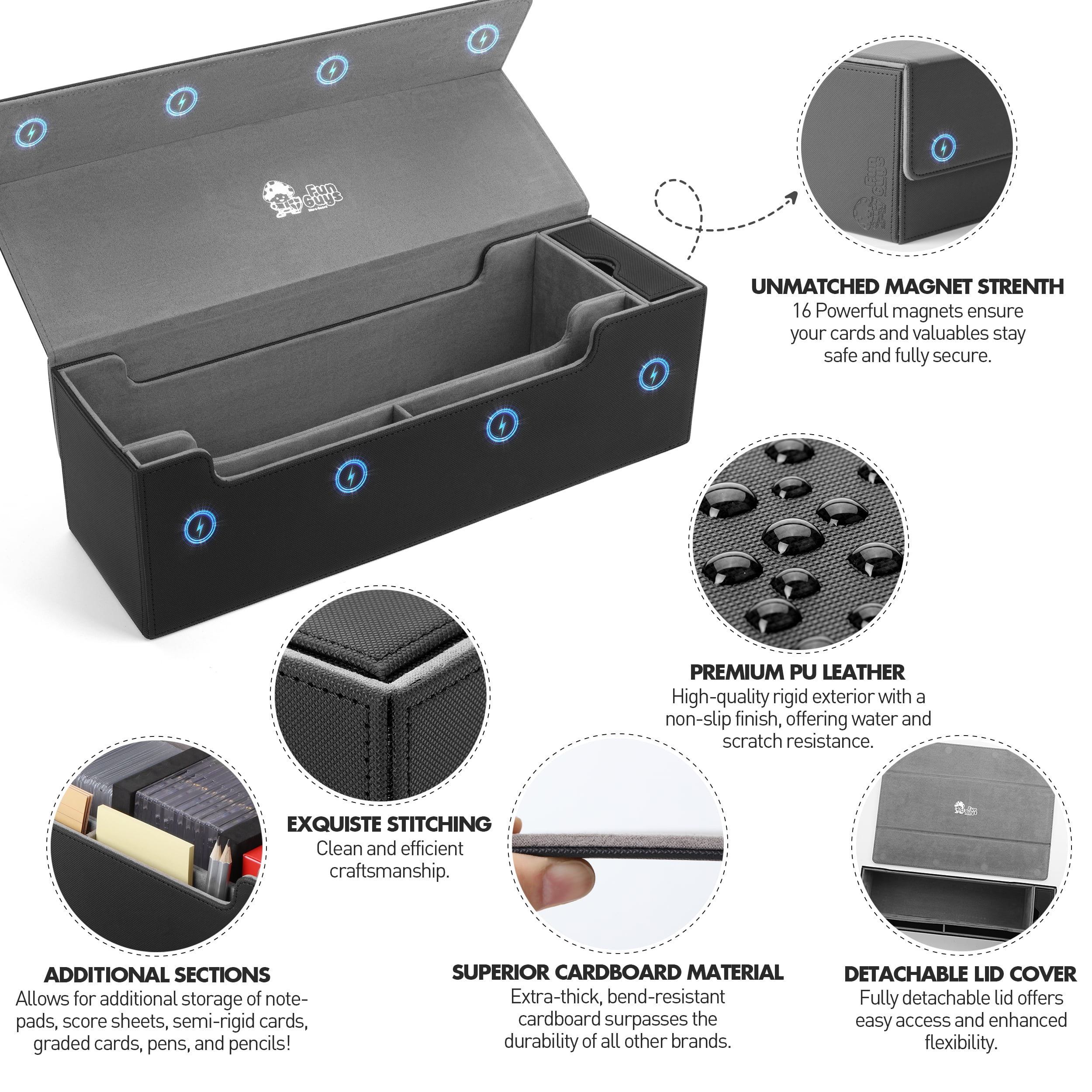 FunGuys Mtg Deck Box for Trading Cards, Card Deck Box Storage Holder for TCG 450+, Dice Tray