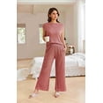 thumbnail image 4 of EKOUAER Pajama Sets for Women 2 Piece Casual Pj Set Rib Knit Cap Sleeve Soft Sleepwear, 4 of 6