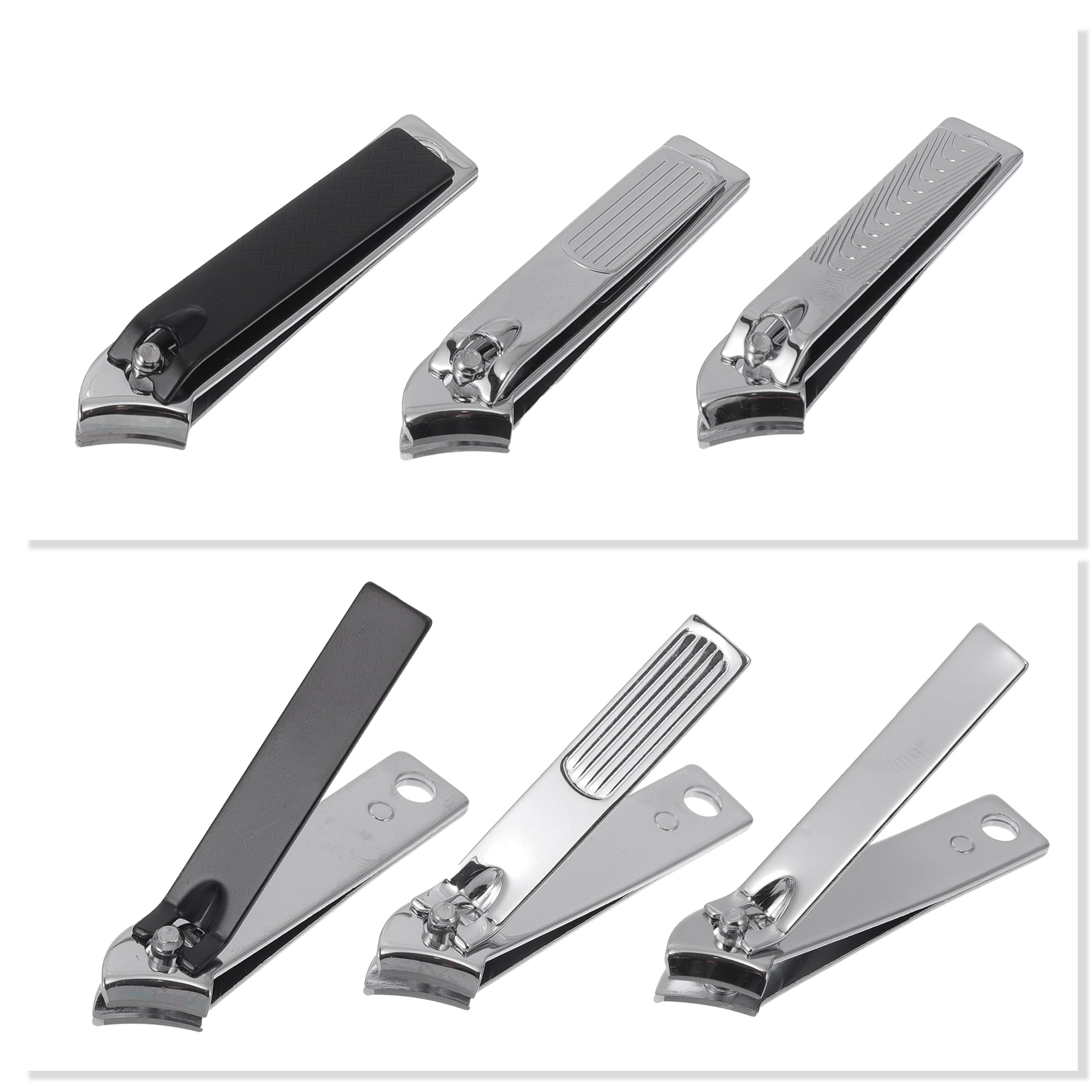 Unique Bargains Portable Nail Clippers Black Silver Tone 3 Pcs