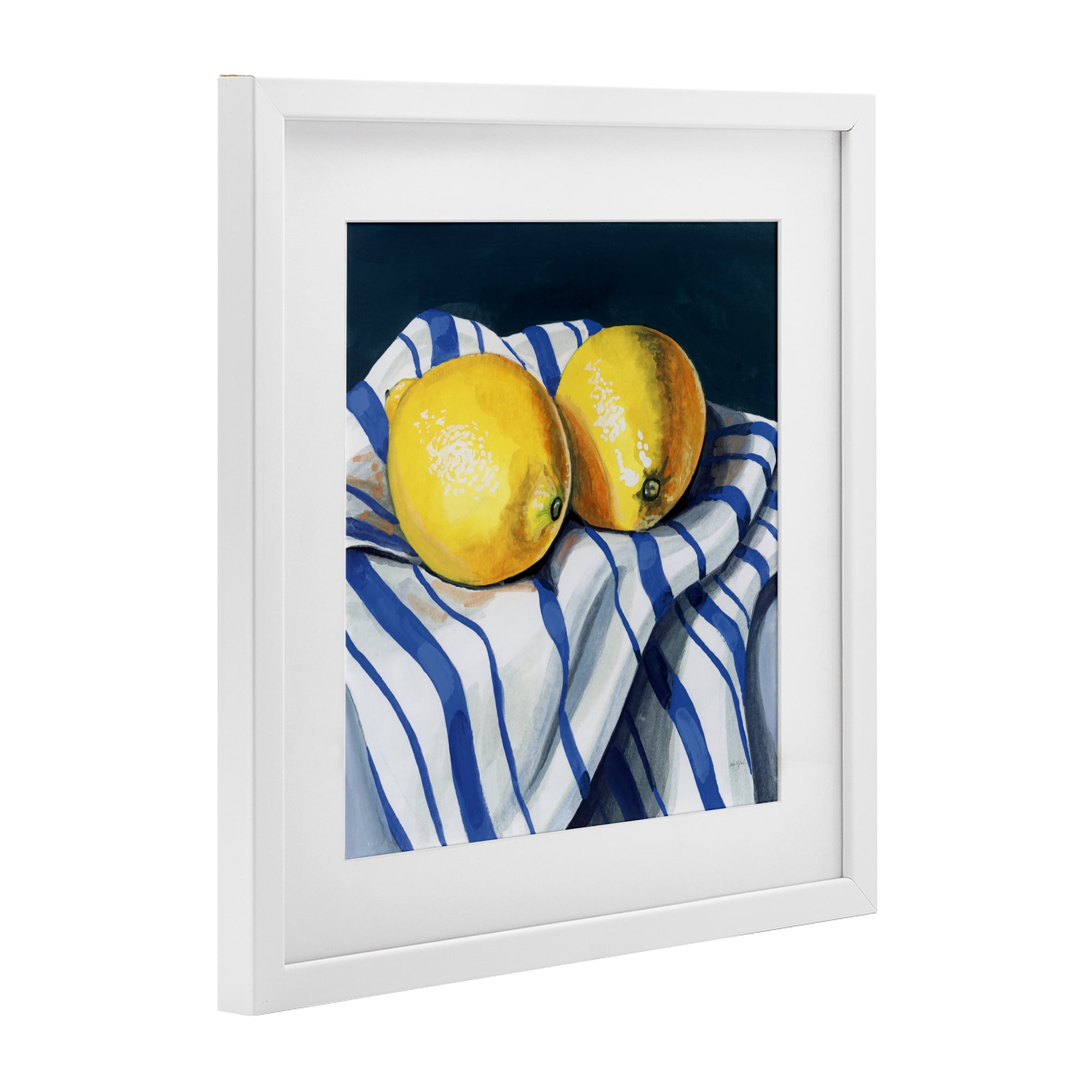 Stupell Industries Fresh Kitchen Lemons on Dishtowel White Framed Print Under Glass, design by Kate Jarvik Birch