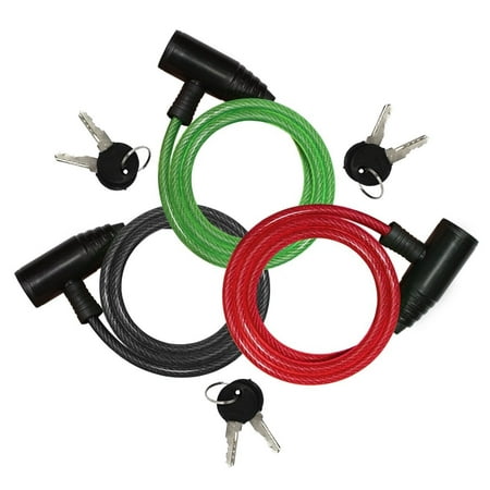 3 Pack Steel Cable Bicycle Lock with 2 Keys Anti Theft
