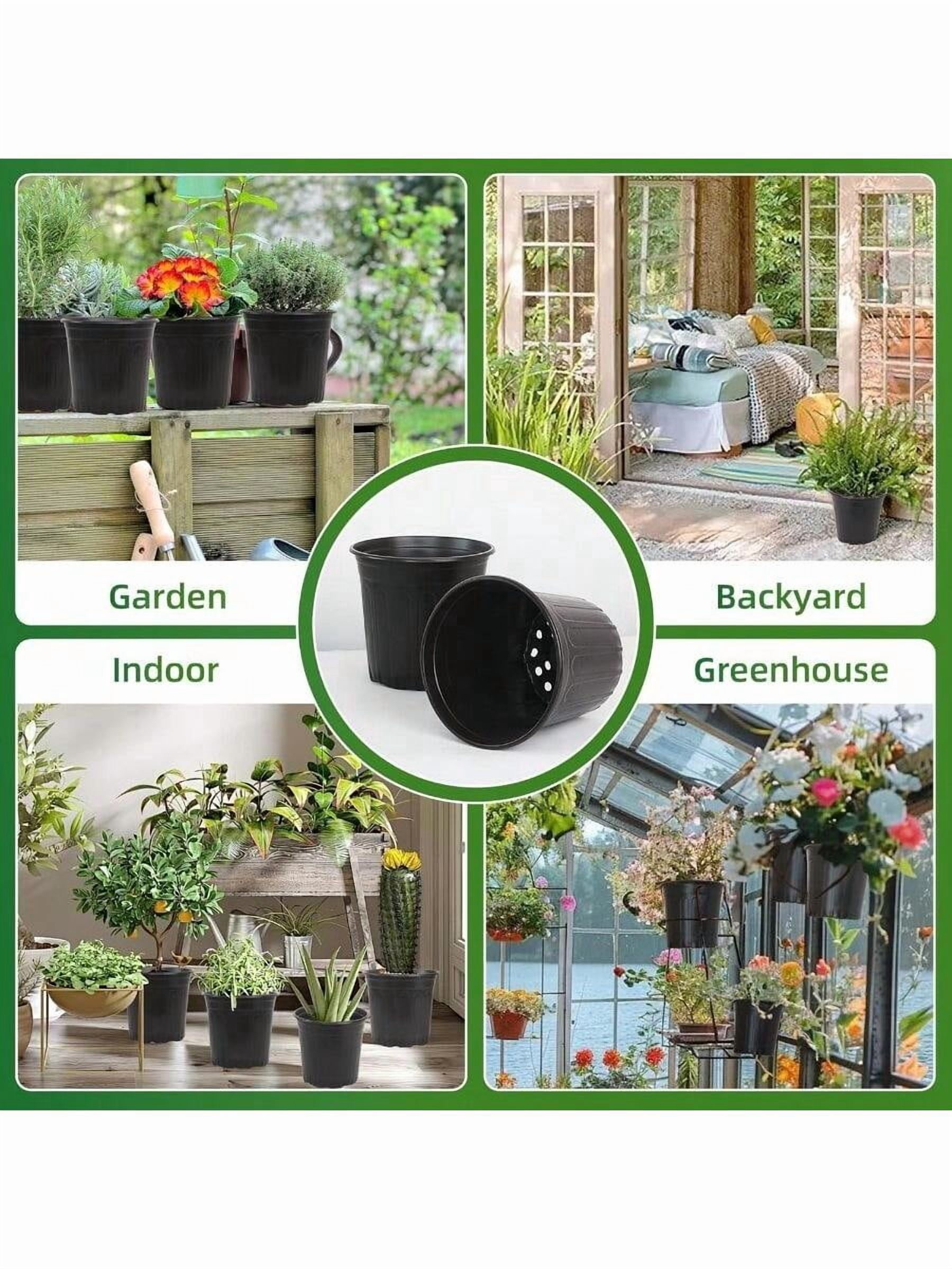 50 Pcs 2 Gallon Nursery PotsThickened Soft Plastic Plant Pots With Holes Garden Flower Seedling Pot Container For Seedling Cuttings Transplanting Black