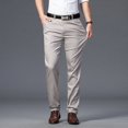 thumbnail image 4 of Pantalones de traje ajustados finos de verano para hombre, pantalones informales de algodón de negocios a la moda, pantalones caqui verde y negro, ropa de marca masculina 30-40, 4 of 5