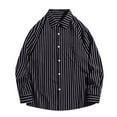thumbnail image 3 of 2 Pack Stripe Shirts for Men with Pocket Long Sleeve Button-Down Collar T-Shirts Mens Casual Slim-Fit Lapel Office Work Tees Tops, 3 of 8