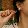 thumbnail image 4 of Stainless Steel Long Tassel Snake Chain Bowtie Style Dangle Drop Earrings, 4 of 8