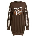 thumbnail image 4 of Dasayo Long Sleeve Women Dresses on Brown Football Plus Size Pockets Hooded Dress Shirt Dresses for Women L, 4 of 4