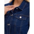 thumbnail image 5 of DARING DIVA Women's Button Down Collar Ruffle Hem Peplum Jean Jacket M Dark Blue, 5 of 7
