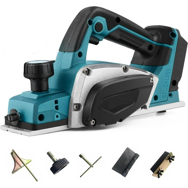 Rabot Sans Fil compatible avec Batterie Makita 18V, 3200r/min. Raboteuse Électrique Portable, Profondeur Réglable 0-2mm (Batterie Non Incluse)