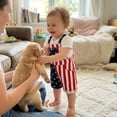 thumbnail image 5 of Mommy and Me Patriotic Outfits American Flag Overalls Denim Bib Romper Striped Stars Jumpsuit, 5 of 6