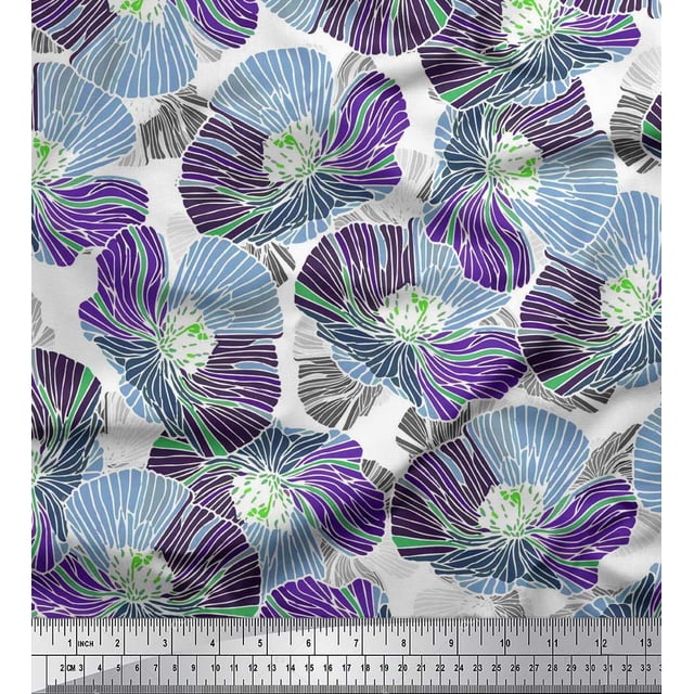 Soimoi Poly Georgette Fabric Artistic Flower Print Fabric by Yard 42 Inch Wide