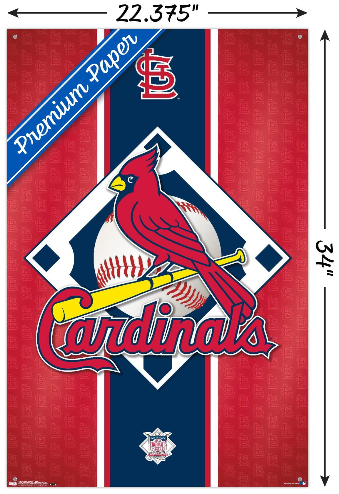 St Louis Cardinals Logo Poster 2 Baseball – 5 Panel Canvas Art