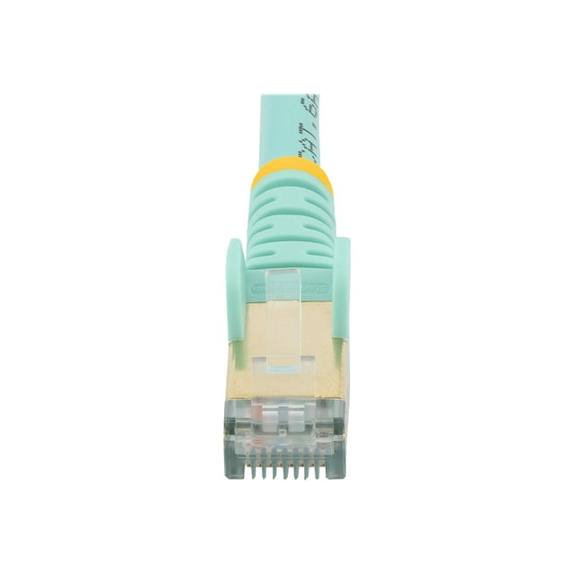 StarTech.com 14ft CAT6A Ethernet Cable, 10 Gigabit Shielded Snagless RJ45 100W PoE Patch Cord, CAT 6A 10GbE STP Network Cable w/Strain Relief, Aqua, Fluke Tested/UL Certified Wiring/TIA - Category 6A - 26AWG (C6ASPAT14AQ) - Patch cable - RJ-45 (M) to RJ-45 (M) - 14 ft - STP - CAT 6a - molded, snagless - aqua