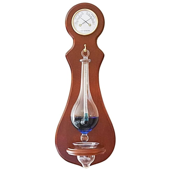 Wall Weather Station - Thermometer, Hygrometer, Barometer - Antique Wood Finish - Indoor Home & Office Décor