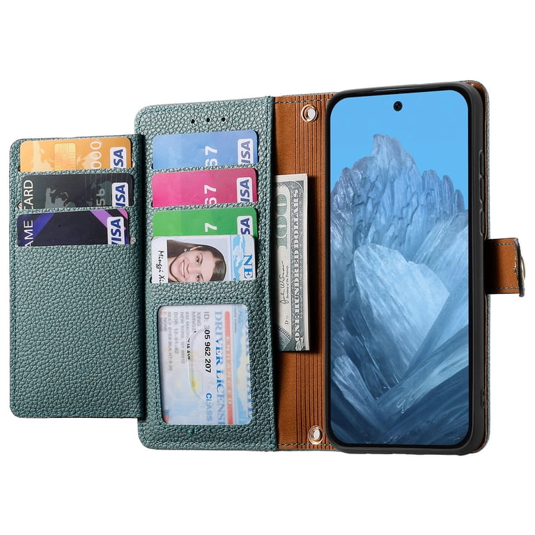 For Google Pixel 9 / 9 Pro XL Case Leather Credit Card Slot With Strap