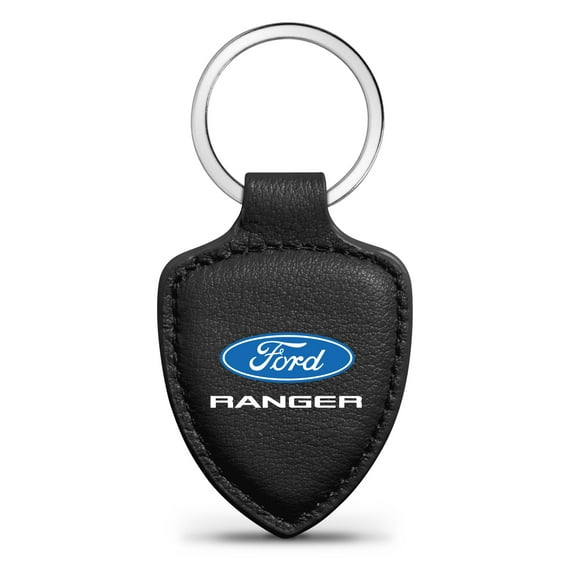 iPick Image for Ford Ranger Black Real Leather Shield-Style Key Chain, Official Licensed