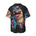 thumbnail image 2 of Disketp Men's Hawaiian Blue Dinosaur Print Shirts Button Down Holiday Beach Shirts-4X-Large, 2 of 7