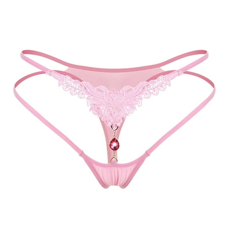 

TAIAOJING Women Ice Thong Low Waist Wide Crotch Hollow Transparent T Pants Fun Underwear Underpants