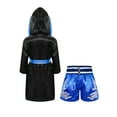 thumbnail image 2 of Hansber Kids Boys Boxing Costume Long Sleeve Boxing Robe with Belt and Muay Thai Shorts Set for MMA Blue 10, 2 of 5