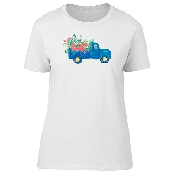 Vintage Truck With Pink Flowers T-Shirt Women -Image by Shutterstock, Female Large