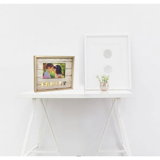 Solid Wood Frame With Light Inside It Can Be Up In The Dark As A Night Lighted Photoframe 4 X6 Family Product Size
