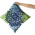 thumbnail image 2 of Navy Blue Green Pillow Covers 20x20 Light Blue Dahlias Flowers Modern Farmhouse Decorative Cotton Couch Pillow Cases with Zipper Set of 2 Home Decor for Living Room Bedroom Bed Cushion Outdoor, 2 of 6