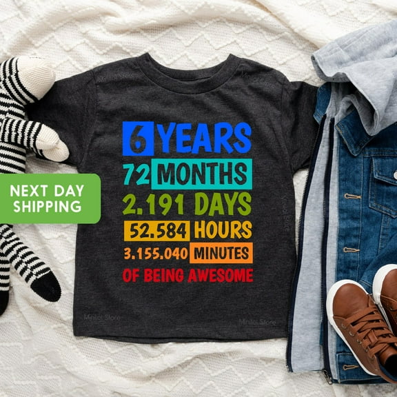 Bella Canvas 6th Birthday Boy Shirt, 6 Years Of Being Awesome, Boys Birthday Shirt 6, For 6 Year Old Boy, Birthday Boy Gift