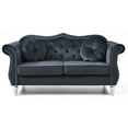 thumbnail image 3 of Velvet Loveseat, 68" Wide, Dark Gray - Hollywood Regency Style Sofa, 3 of 5