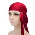 thumbnail image 4 of Unisex Satin Durag Long Tail Wide Straps for 360 Waves Silk-like Elastic Compression Headwrap for Men Women Breathable Smooth Sleeping Hair Bonnet, 4 of 4