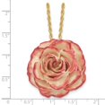 thumbnail image 6 of Other Metal Necklace with Pendants Chain Lacquer Dipped Cream and Fuchsia Real Rose 20 inch Gold-tone mm, 6 of 6